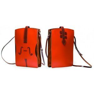 Leather and Suede Violin Cross-Body Handbag
